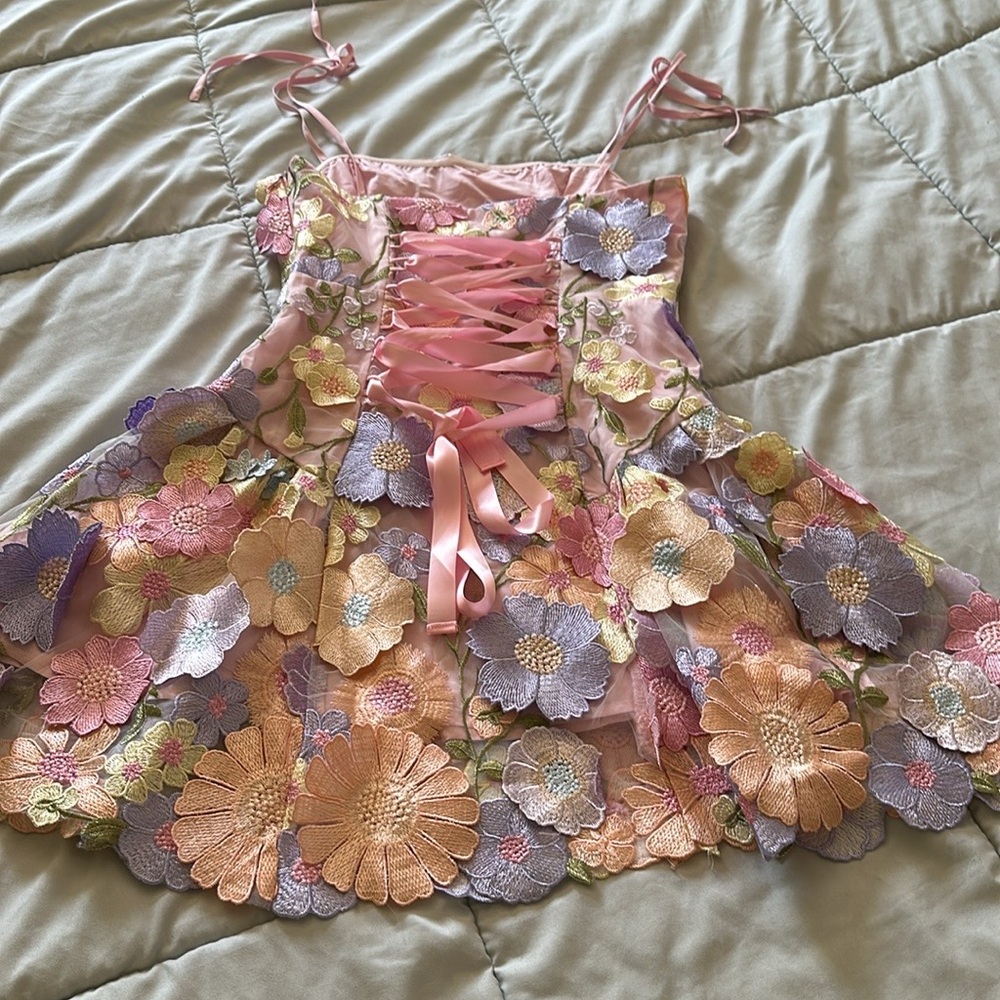 Dollskill sugar thrillz Floral Chiffon Dreams Mini Dress S - Picture 14 of 16